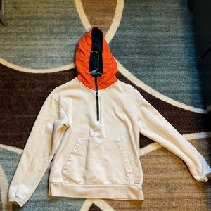 Zara Tan/ Orange hood, Half Zip Hoodie